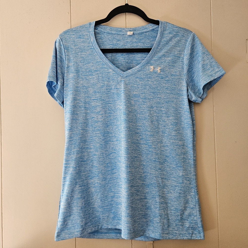 Under Armour Heathered Blue V-Neck Tee